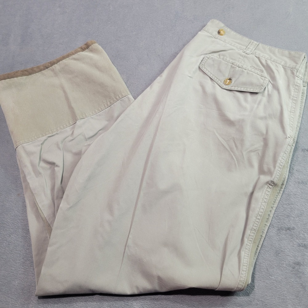 Orvis Mens 38x29 Khaki Cotton Canvas Reinforced Field Hunting Brush Pants Tan